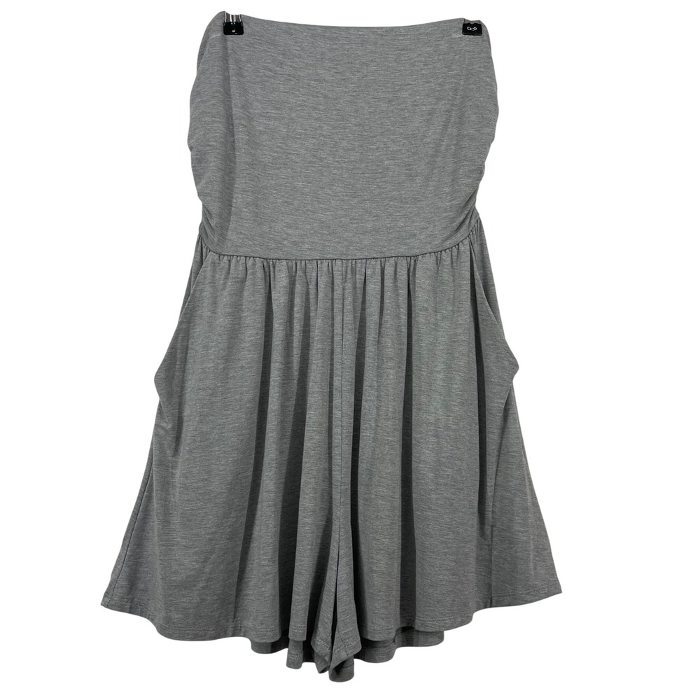 Doe and Rae Size Small Strapless Romper‎ Gray Ruched Tube Top Jersey Pockets
